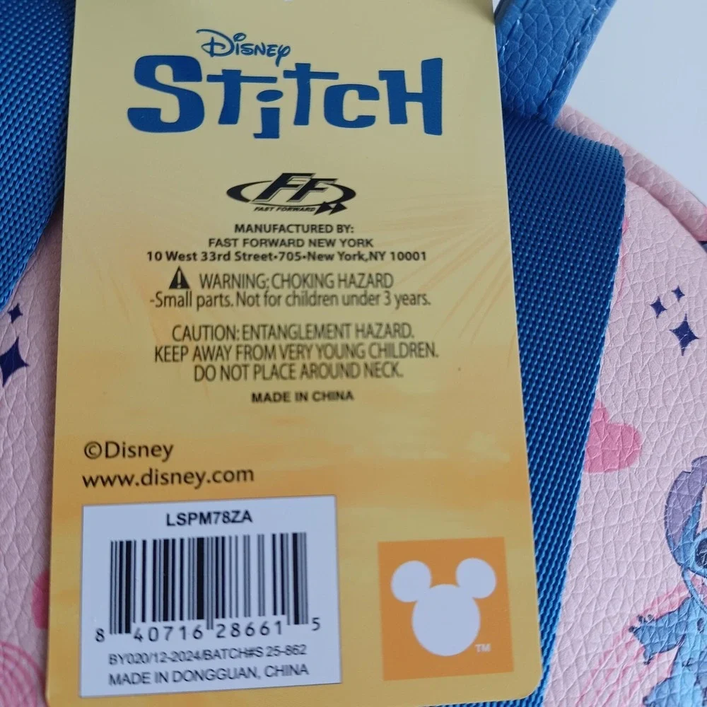 Disney‎ NWT Stitch Mini Backpack Hearts Print Blue Pink Bounding Fashion Bag